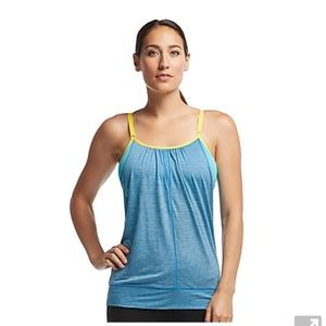 Icebreaker Spirit tank, merino wool, size L, blue and yellow